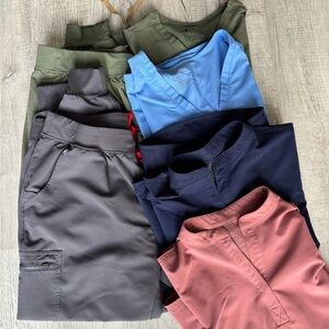 Lot of 4 FIGS Scrub Tops and 2 Bottoms